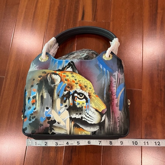 New NWT Anuschka Multicolor Handbag Purse Handpainted Animal Print Design Small - Picture 2 of 7